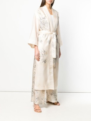 Erika Cavallini Floral Belted Silk Coat