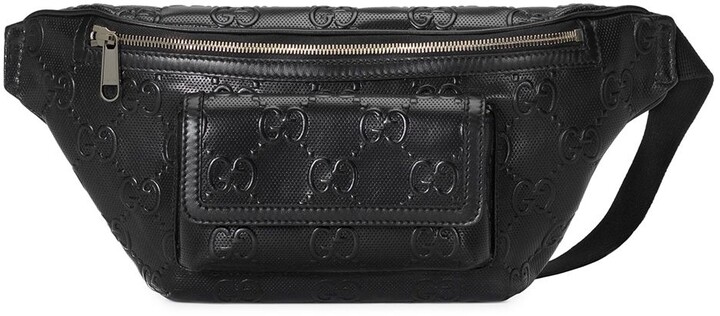 Gucci Men's Embossed GG Leather Waist Bag in Black Gucci