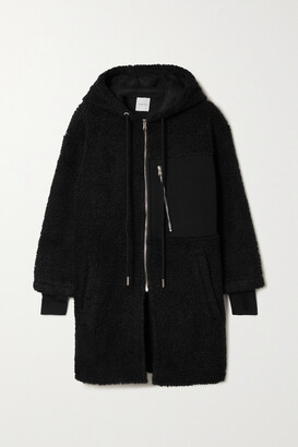 Varley Olympus Oversized Hooded Jersey-paneled Faux Shearling Coat - Black