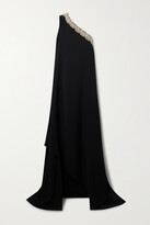 Thumbnail for your product : Reem Acra One-shoulder Embellished Crepe Gown - Black