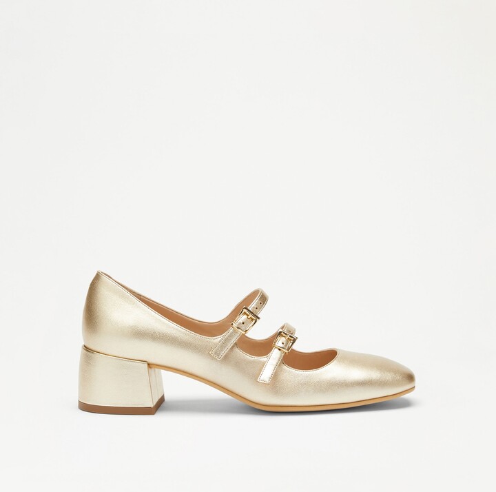Russell Bromley JANE Gold Low Block Mary Jane Heel ShopStyle