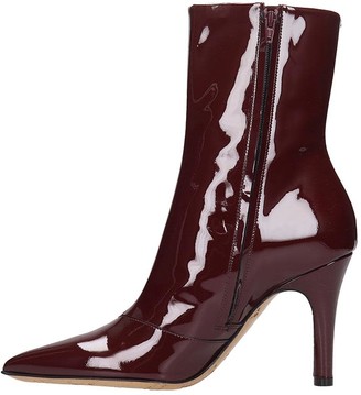 Maison Margiela High Heels Ankle Boots In Bordeaux Patent Leather