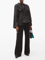 Thumbnail for your product : A.W.A.K.E. Mode Gathered Peplum-ruffle Satin Top - Black