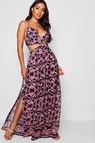 Thumbnail for your product : boohoo Scarf Print Cut Out Maxi Dress