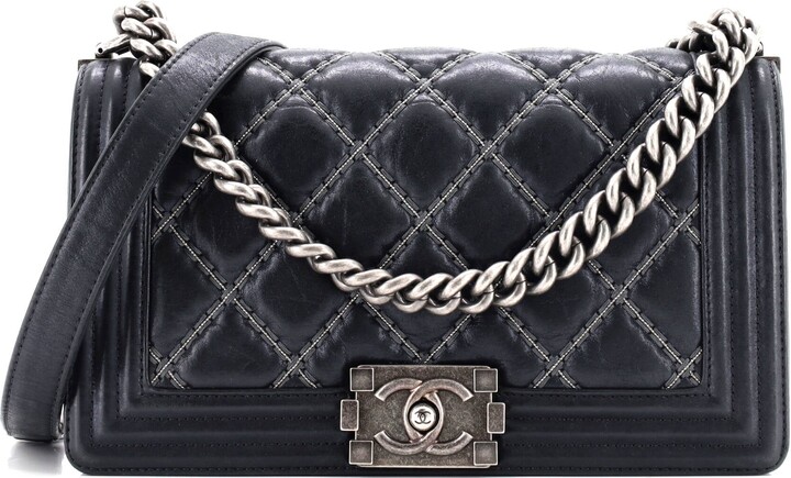 Chanel Boy Flap Bag Quilted Calfskin with Micro Chain Detail Old Medium
