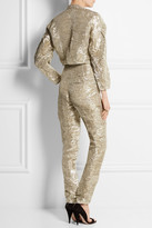 Thumbnail for your product : Pedro del Hierro Madrid Textured silk-blend lamé jumpsuit