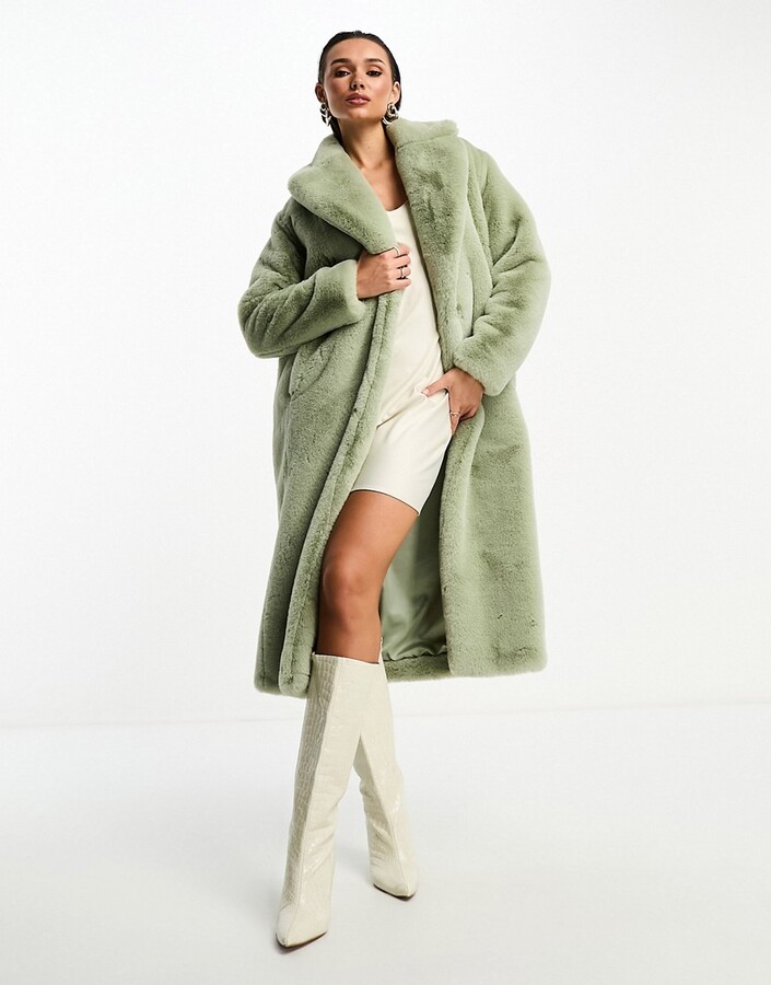 Ever New Hooded Faux Fur Coat in Winter White