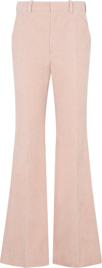 Pink Low-rise cotton-corduroy flared trousers, ERL