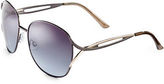Thumbnail for your product : Nine West Metal Large Round Sunglasses w/ Split Temple-GUNMETAL-One Size