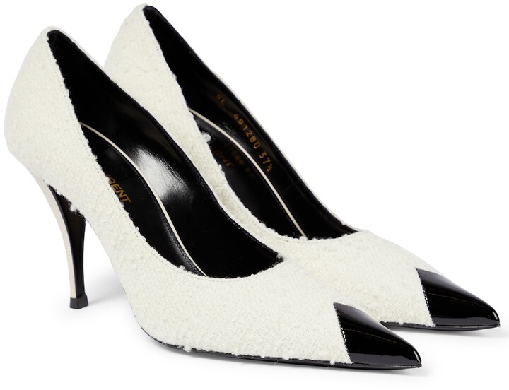 Saint Laurent Vesper tweed and leather pumps ShopStyle