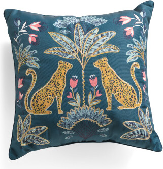 TJMAXX 20X20 Outdoor Embroidered Cheetah Pillow, Polyester