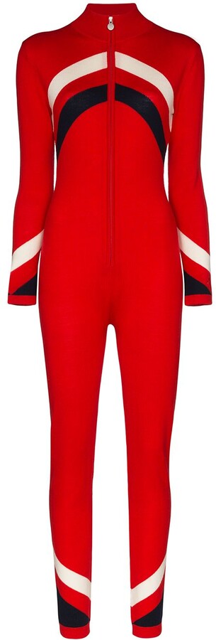 red zip up jumpsuit