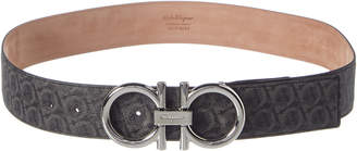 Ferragamo Double Gancini Adjustable Leather Belt