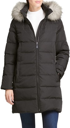 Dkny zip front hooded down puffer coat Clearance
