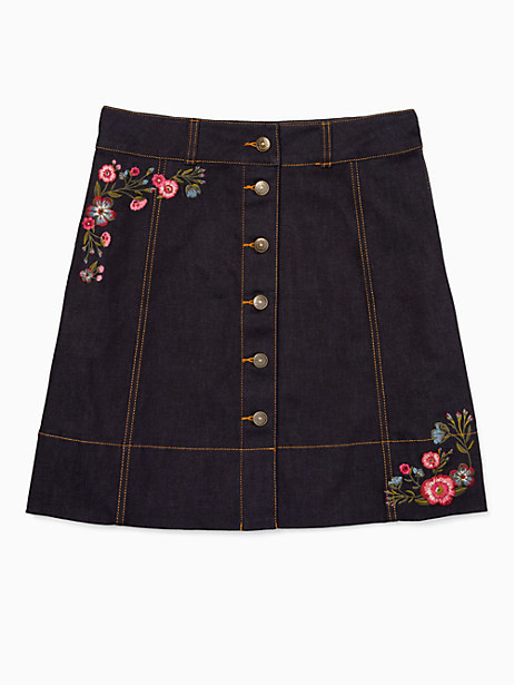 Kate Spade Broome Street Embroidered Denim Skirt - ShopStyle