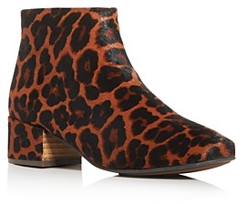 leopard print block heel booties