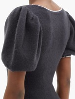 Thumbnail for your product : JoosTricot Pearl-trim Puff-sleeve Merino Wool-blend Top - Black