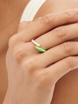 Thumbnail for your product : Melissa Kaye Lola Diamond, Enamel & 18kt Gold Ring - Green Gold