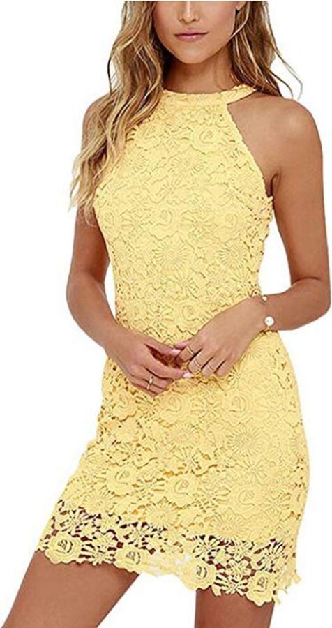 yellow halter neck dress