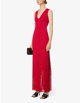 Thumbnail for your product : Herve Leger Ottoman bandage fringe-hem stretch-knit gown