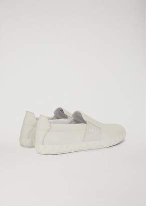 Emporio Armani Slip-On Shoes In Leather With Logo