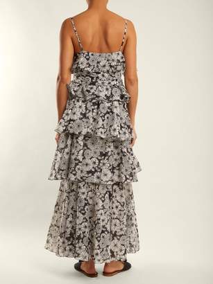 Lisa Marie Fernandez Imaan Ruffled Floral Print Cotton Dress - Womens - Black White
