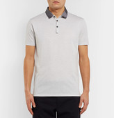 Thumbnail for your product : Lanvin Slim-Fit Satin-Trimmed Striped Cotton-Pique Polo Shirt