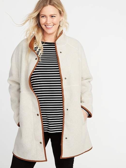 sherpa plus size coat