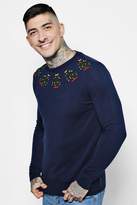 Thumbnail for your product : boohoo Christmas Tree Border Jumper