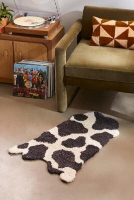 Urban Outfitters Cow Print 2x3 Rug - Black ALL at - ShopStyle