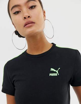 Puma Classics Tight Black And Neon Green T-Shirt