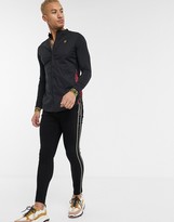 Thumbnail for your product : SikSilk long sleeve shirt in black with floral panels