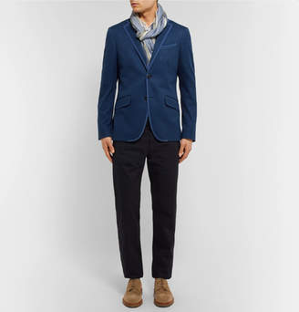 Etro Blue Slim-Fit Textured-Cotton Blazer