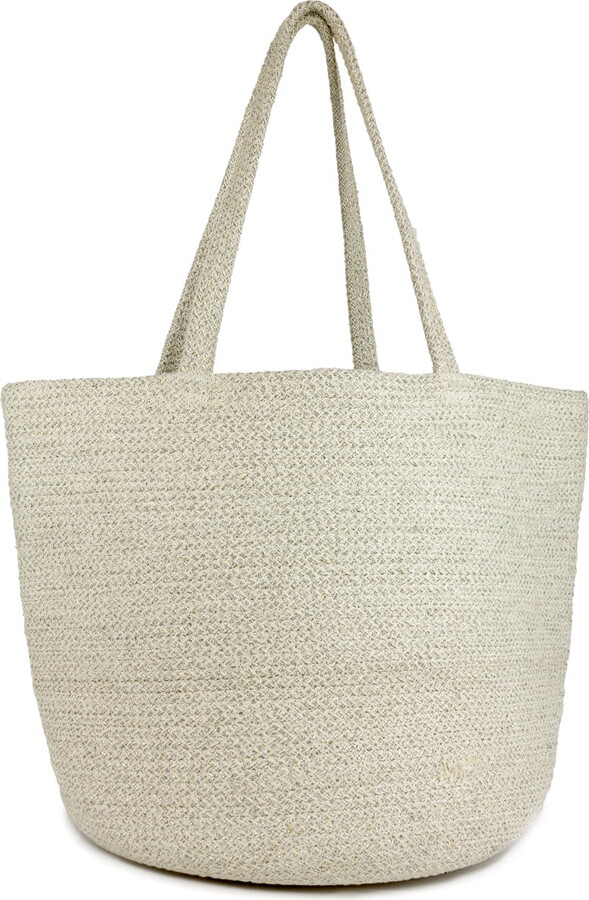 Magid Women’s Metallic Silver Lurex Beach Tote With Double Handles