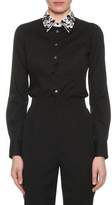 Thumbnail for your product : Dolce & Gabbana Long-Sleeve Button-Front Cotton Poplin Blouse w/ Embellished Collar