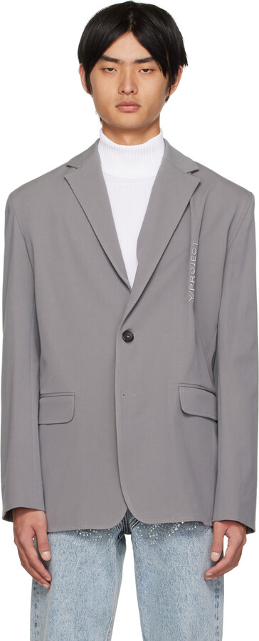 Y/Project Gray Pinched Blazer - ShopStyle