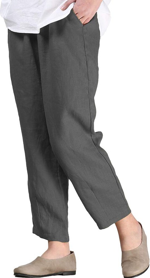 Womens Grey Cropped Cargo Pants
