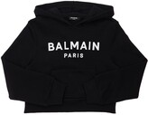 Thumbnail for your product : Balmain Cropped Cotton Sweatshirt Hoodie