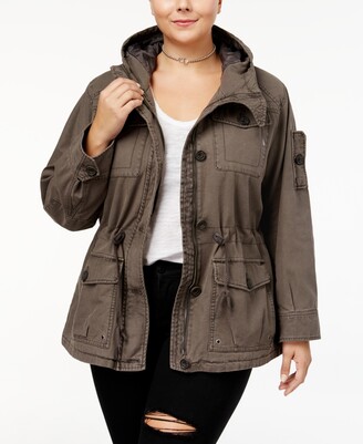 plus size utility jacket with hood