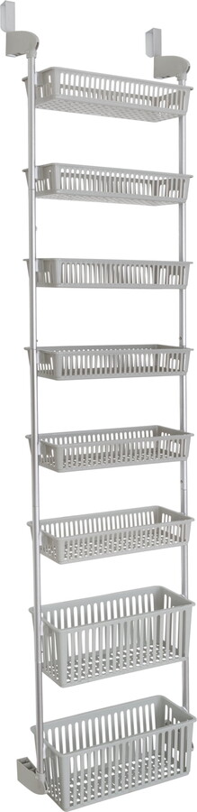 Smart Design 8-Tier Over-The-Door Hanging Pantry Organizer with 2 Deep and 6 Full Baskets - Cool Gray