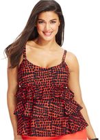 Thumbnail for your product : Island Escape Plus Size Printed Tiered Tankini Top