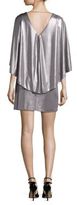 Thumbnail for your product : Halston Flowy Cape Sleeve Metallic V-Neck Dress