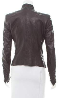 Helmut Lang Collarless Leather Jacket