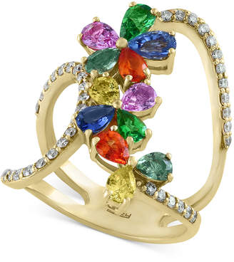 Effy Watercolors by Multi-Gemstone (3 ct. t.w.) and Diamond (3/8 ct. t.w.) Statement Ring in 14k Gold