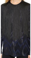 Thumbnail for your product : Yigal Azrouel Chevron Fringe Long Sleeve Top