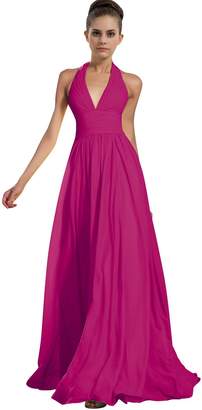 ThaliaDress Womens Chiffon Long Halter Bridesmaid Dress Prom Gown T27LF US