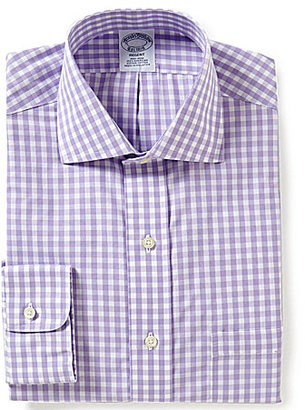 Brooks Brothers Non-Iron Regent FItted Classic-Fit Spread-Collar Gingham Dress Shirt