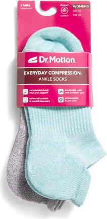 TJMAXX 2Pk Marled Compression Ankle Socks For Women, Nylon/Spandex/Cotton