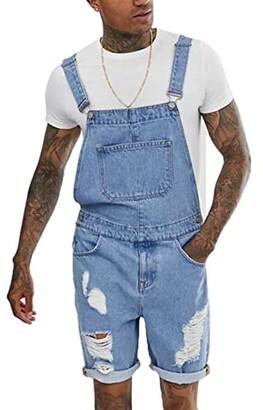 ACMEDE Mens Denim Blue Dungarees Fashion Work Dungaree Shorts Casual  Overalls Jeans for Summer Men Dungaree Overalls Short Jeans Bib Overalls  Dungarees Shorts Jumpsuit Above Knee Length (M) - ShopStyle