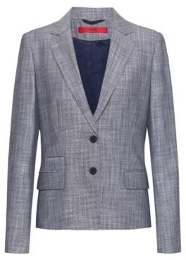 HUGO BOSS Regular-fit jacket in melange fabric with patterned lining